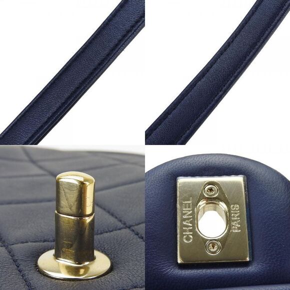 Chanel Shoulder Bag Matelasse Lambskin Navy Gold Hardware 2WAY Hand No 29 - Picture 7 of 9